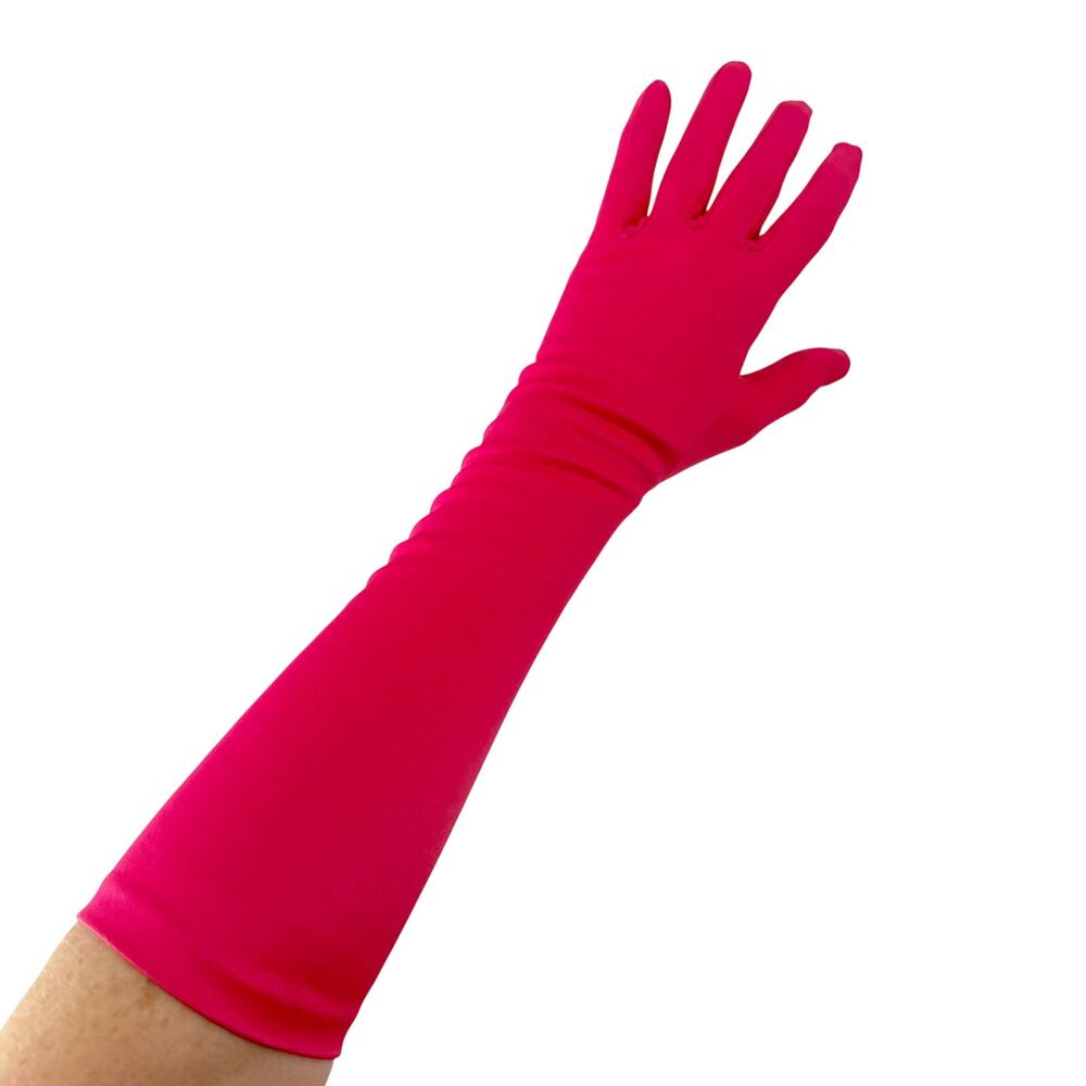 vintage pink satin Below Elbow Dress Gloves women's MEDIUM runs small